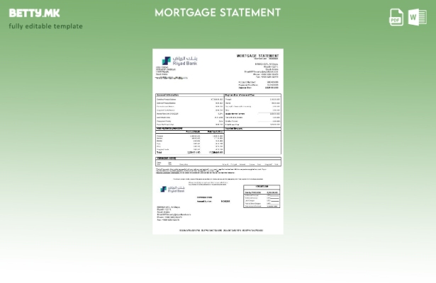 модерен стил Саудиска Арабија Ријад банка за хипотека изјава во шаблон формати W